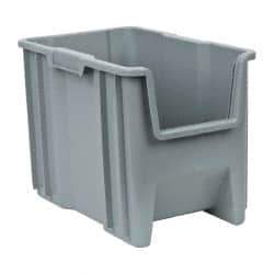 Quantum Storage - 75 Lb. Load Capacity, 17-1/2" Deep, Gray Polyethylene Hopper Stacking Bin - 12-1/2" High x 10-7/8" Wide x 17-1/2" Long - Industrial Tool & Supply