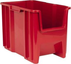 Quantum Storage - 75 Lb. Load Capacity, 17-1/2" Deep, Red Polyethylene Hopper Stacking Bin - 12-1/2" High x 10-7/8" Wide x 17-1/2" Long - Industrial Tool & Supply
