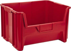 Quantum Storage - 75 Lb. Load Capacity, 15-1/4" Deep, Red Polyethylene Hopper Stacking Bin - 12-7/16" High x 19-7/8" Wide x 15-1/4" Long - Industrial Tool & Supply