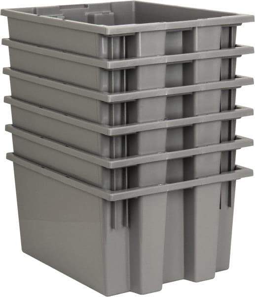 Quantum Storage - 75 Lb Load Capacity Gray Polyethylene Tote Container - Stacking, Nesting, 19-1/2" Long x 15-1/2" Wide x 10" High - Industrial Tool & Supply