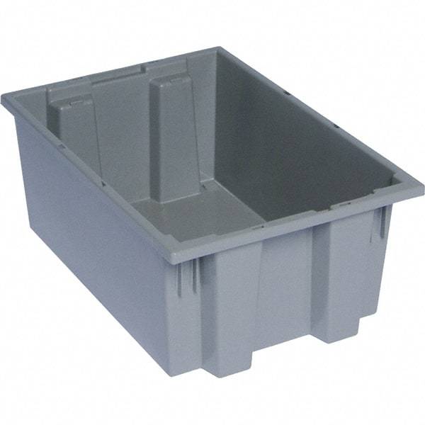 Quantum Storage - 75 Lb Load Capacity Gray Polyethylene Tote Container - Stacking, Nesting, 19-1/2" Long x 13-1/2" Wide x 8" High - Industrial Tool & Supply