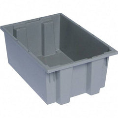 Quantum Storage - 75 Lb Load Capacity Gray Polyethylene Tote Container - Stacking, Nesting, 19-1/2" Long x 13-1/2" Wide x 8" High - Industrial Tool & Supply