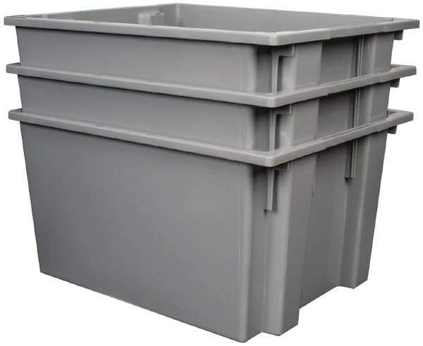 Quantum Storage - 100 Lb Load Capacity Gray Polyethylene Tote Container - Stacking, Nesting, 23-1/2" Long x 19-1/2" Wide x 13" High - Industrial Tool & Supply