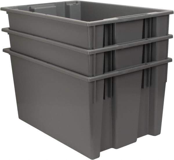 Quantum Storage - 100 Lb Load Capacity Gray Polyethylene Tote Container - Stacking, Nesting, 29-1/2" Long x 19-1/2" Wide x 15" High - Industrial Tool & Supply