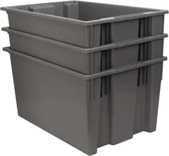 Quantum Storage - 100 Lb Load Capacity Gray Polyethylene Tote Container - Stacking, Nesting, 29-1/2" Long x 19-1/2" Wide x 15" High - Industrial Tool & Supply