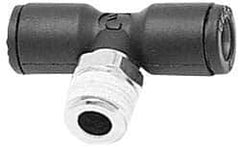 Legris - 3/8" OD, 3/8 BSPT, Nylon/Nickel Plated Brass Push-to-Connect Male Branch Tee - 290 Max psi, Black - Industrial Tool & Supply