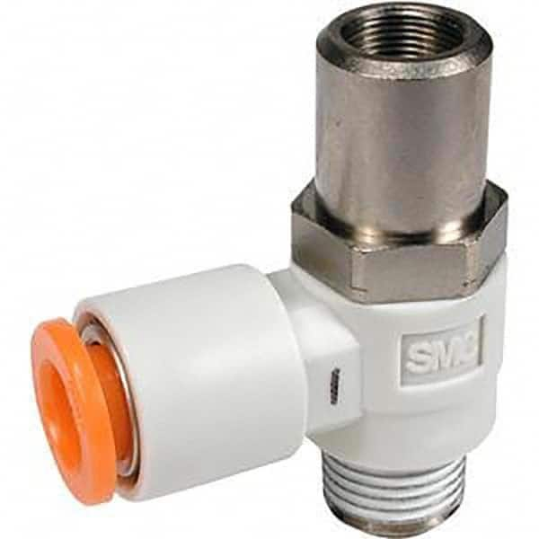 SMC PNEUMATICS - Speed & Flow Control Valves Valve Type: Flow Control Elbow Male Thread Size: 1/8 NPT - Industrial Tool & Supply