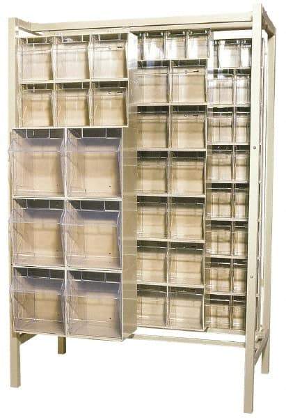 Quantum Storage - 3,000 Lb Capacity, 26" Deep x 48" Wide x 67" High, Steel Pick Rack - 28 Ivory Polystyrene Bins - Industrial Tool & Supply