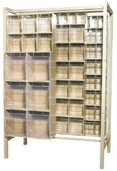 Quantum Storage - 3,000 Lb Capacity, 26" Deep x 48" Wide x 67" High, Steel Pick Rack - 28 Ivory Polystyrene Bins - Industrial Tool & Supply
