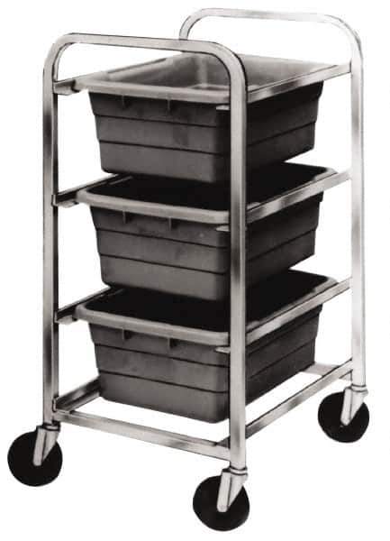 Quantum Storage - 3 Bin Cross Stack Tub Rack - 19 Inch Overall Width x 27 Inch Overall Depth x 41 Inch Overall Height, White High Impact Polyethylene Bins - Industrial Tool & Supply