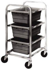 Quantum Storage - 3 Bin Cross Stack Tub Rack - 19 Inch Overall Width x 27 Inch Overall Depth x 41 Inch Overall Height, Gray High Impact Polyethylene Bins - Industrial Tool & Supply