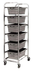 Quantum Storage - 6 Bin Cross Stack Tub Rack - 19 Inch Overall Width x 27 Inch Overall Depth x 71 Inch Overall Height, Blue High Impact Polyethylene Bins - Industrial Tool & Supply