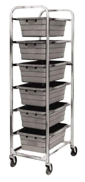 Quantum Storage - 6 Bin Cross Stack Tub Rack - 19 Inch Overall Width x 27 Inch Overall Depth x 71 Inch Overall Height, White High Impact Polyethylene Bins - Industrial Tool & Supply