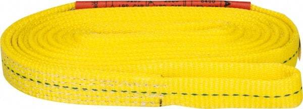 Lift-All - 12' Long x 1" Wide, 3,200 Lb Vertical Capacity, 1 Ply, Polyester Web Sling - 2,500 Lb Choker Capacity, Yellow - Industrial Tool & Supply