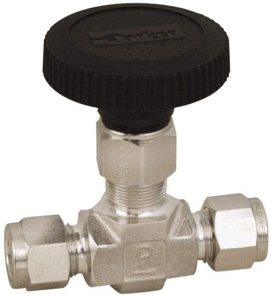 Parker - 5,000 Max psi, 3/8" Pipe, 316 Grade Stainless Steel, Inline Instrumentation Needle Valve - Industrial Tool & Supply