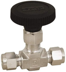 Parker - 5,000 Max psi, 3/8" Pipe, 316 Grade Stainless Steel, Inline Instrumentation Needle Valve - Industrial Tool & Supply