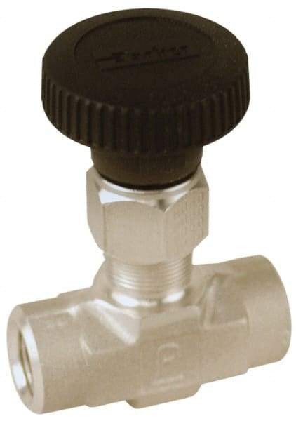 Parker - 5,000 Max psi, 1/8" Pipe, 316 Grade Stainless Steel, Inline Instrumentation Needle Valve - FNPT x FNPT End Connections - Industrial Tool & Supply