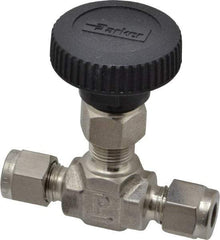 Parker - 5,000 Max psi, 1/4" Pipe, 316 Grade Stainless Steel, Inline Instrumentation Needle Valve - Industrial Tool & Supply