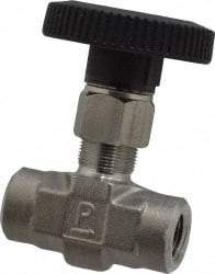 Parker - 5,000 Max psi, 1/4" Pipe, 316 Grade Stainless Steel, Inline Instrumentation Needle Valve - FNPT x FNPT End Connections - Industrial Tool & Supply