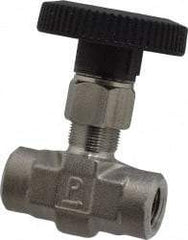 Parker - 5,000 Max psi, 1/4" Pipe, 316 Grade Stainless Steel, Inline Instrumentation Needle Valve - FNPT x FNPT End Connections - Industrial Tool & Supply