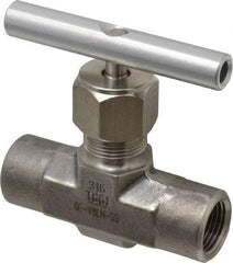 Parker - 5,000 Max psi, 3/8" Pipe, 316 Grade Stainless Steel, Inline Instrumentation Needle Valve - FNPT x FNPT End Connections - Industrial Tool & Supply