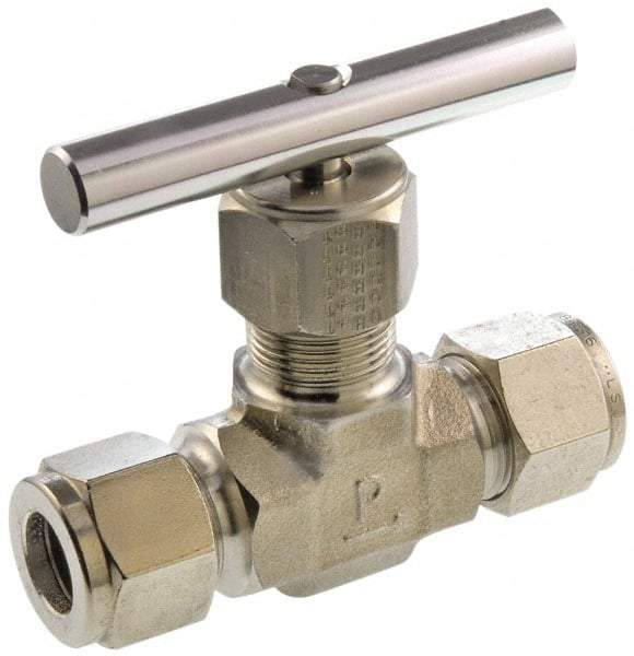 Parker - 5,000 Max psi, 1/2" Pipe, 316 Grade Stainless Steel, Inline Instrumentation Needle Valve - Industrial Tool & Supply