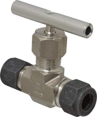 Parker - 5,000 Max psi, 1/2" Pipe, 316 Grade Stainless Steel, Inline Instrumentation Needle Valve - Compression x Compression CPI End Connections - Industrial Tool & Supply