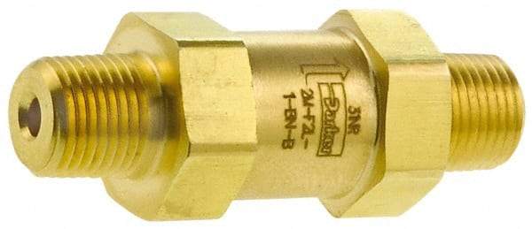 Parker - 3,000 Max psi, 3/8" Pipe, MNPT x MNPT End Connections, Brass Instrumentation Filter - Micro Rating 1, Viton Seal - Industrial Tool & Supply