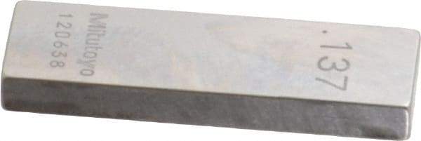 Mitutoyo - 0.137" Rectangular Steel Gage Block - Accuracy Grade 0, Includes Certificate of Inspection - Industrial Tool & Supply