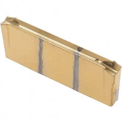 Iscar - DGR2200 IC1028 Grade, 0.0866" Cutting Width, Carbide Cutoff Insert - 15° Right Hand Lead Angle, 0.0008" Cnr Rad, TiAlN/TiN Coated, Double End - Industrial Tool & Supply