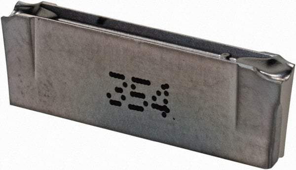 Iscar - DGR3100 IC354 Grade, 0.122" Cutting Width, Carbide Cutoff Insert - 15° Right Hand Lead Angle, 0.0008" Cnr Rad, TiCN Coated, Double End - Industrial Tool & Supply