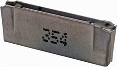 Iscar - DGR3100 IC354 Grade, 0.122" Cutting Width, Carbide Cutoff Insert - 15° Right Hand Lead Angle, 0.0008" Cnr Rad, TiCN Coated, Double End - Industrial Tool & Supply