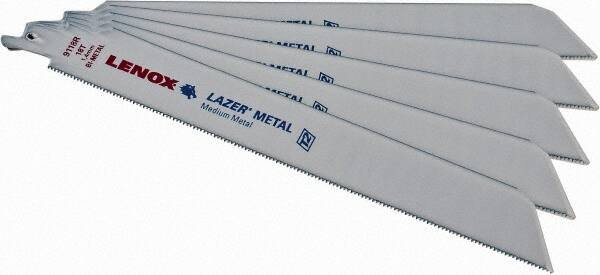 Lenox - 9" Long x 1" Thick, Bi-Metal Reciprocating Saw Blade - Straight Profile, 18 TPI, Toothed Edge - Industrial Tool & Supply