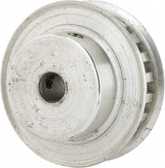 Power Drive - 22 Tooth, 1/4" Inside x 1.381" Outside Diam, Hub & Flange Timing Belt Pulley - 1/4" Belt Width, 1.401" Pitch Diam, 0.438" Face Width, Aluminum - Industrial Tool & Supply
