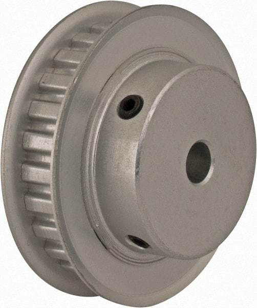 Power Drive - 26 Tooth, 1/4" Inside x 1.635" Outside Diam, Hub & Flange Timing Belt Pulley - 1/4" Belt Width, 1.665" Pitch Diam, 0.438" Face Width, Aluminum - Industrial Tool & Supply