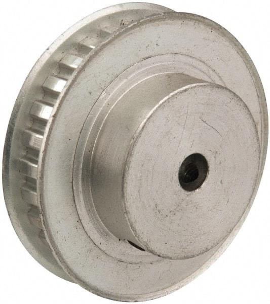 Power Drive - 28 Tooth, 1/4" Inside x 1.763" Outside Diam, Hub & Flange Timing Belt Pulley - 1/4" Belt Width, 1.783" Pitch Diam, 0.438" Face Width, Aluminum - Industrial Tool & Supply