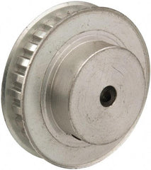 Power Drive - 28 Tooth, 1/4" Inside x 1.763" Outside Diam, Hub & Flange Timing Belt Pulley - 1/4" Belt Width, 1.783" Pitch Diam, 0.438" Face Width, Aluminum - Industrial Tool & Supply