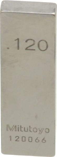 Mitutoyo - 0.12" Rectangular Steel Gage Block - Accuracy Grade 0, Includes Certificate of Inspection - Industrial Tool & Supply