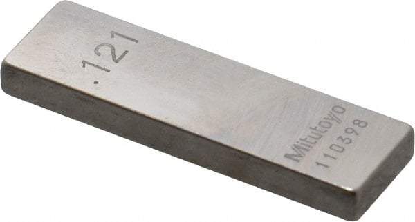 Mitutoyo - 0.121" Rectangular Steel Gage Block - Accuracy Grade 0, Includes Certificate of Inspection - Industrial Tool & Supply