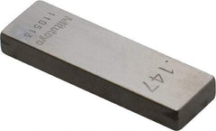 Mitutoyo - 0.147" Rectangular Steel Gage Block - Accuracy Grade 0, Includes Certificate of Inspection - Industrial Tool & Supply