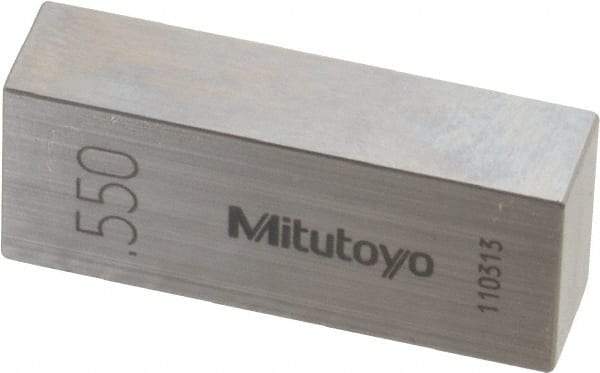 Mitutoyo - 0.55" Rectangular Steel Gage Block - Accuracy Grade 0, Includes Certificate of Inspection - Industrial Tool & Supply