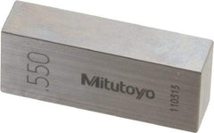 Mitutoyo - 0.55" Rectangular Steel Gage Block - Accuracy Grade 0, Includes Certificate of Inspection - Industrial Tool & Supply