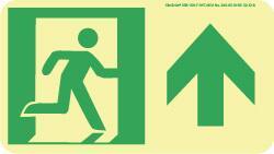 NMC - Forward Arrow, Right Side Stick Figure in Doorway (Graphic), Polyester Exit Sign - 8" Wide x 4-1/2" High, Glow-in-the-Dark - Industrial Tool & Supply