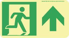 NMC - Forward Arrow, Right Side Stick Figure in Doorway (Graphic), Polyester Exit Sign - 8" Wide x 4-1/2" High, Glow-in-the-Dark - Industrial Tool & Supply