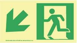 NMC - Down Left Arrow, Left Side Stick Figure in Doorway (Graphic), Plastic Exit Sign - 8" Wide x 4-1/2" High, Glow-in-the-Dark - Industrial Tool & Supply