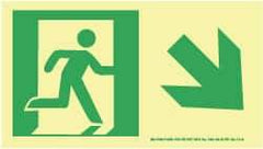NMC - Down Right Arrow, Right Side Stick Figure in Doorway (Graphic), Plastic Exit Sign - 8" Wide x 4-1/2" High, Glow-in-the-Dark - Industrial Tool & Supply