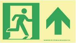 NMC - Forward Arrow, Right Side Stick Figure in Doorway (Graphic), Plastic Exit Sign - 8" Wide x 4-1/2" High, Glow-in-the-Dark - Industrial Tool & Supply