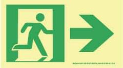 NMC - Right Arrow, Right Side Stick Figure in Doorway (Graphic), Plastic Exit Sign - 8" Wide x 4-1/2" High, Glow-in-the-Dark - Industrial Tool & Supply