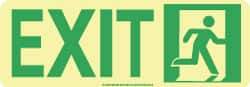 NMC - Exit, Polyester Exit Sign - 13" Wide x 4-1/2" High, Glow-in-the-Dark - Industrial Tool & Supply