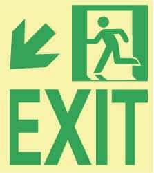 NMC - Exit, Polyester Exit Sign - 8" Wide x 9" High, Glow-in-the-Dark - Industrial Tool & Supply